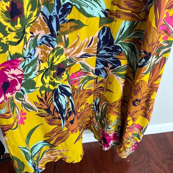 Vince Camuto Womens Floral Print Rayon Maxi Dress XS Playful Paisley Yellow - Picture 4 of 10